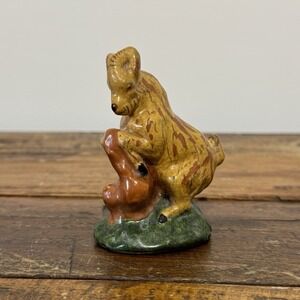 MARY SPELLMIRE‎ SHOONER REDWARE ANIMAL SEATED RAM FOLK ART FIGURINE SIGNED